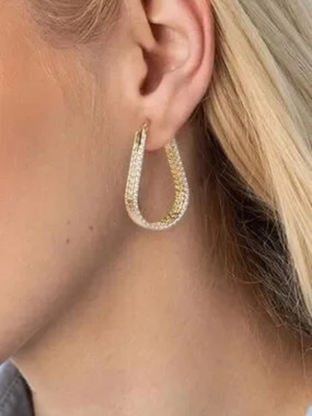 New Anthropologie Tri?Tone Faceted Teardrop Hoop Earrings  Pink, Gold & Silver